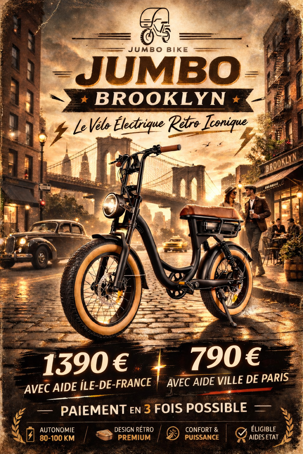 Jumbo Bike Brooklyn le vélo électrique rétro